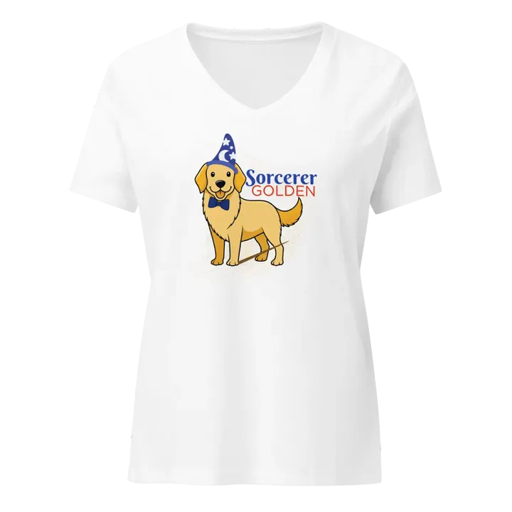 Sorcerer Golden V-Neck Tee – Magic Meets Man's Best Friend product image (1)