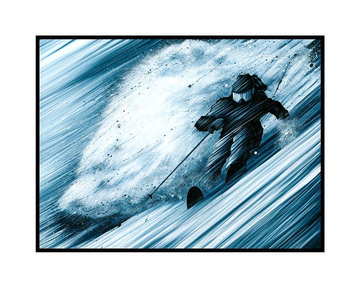 Blue Blower Skiing - Mounted Print product image (1)