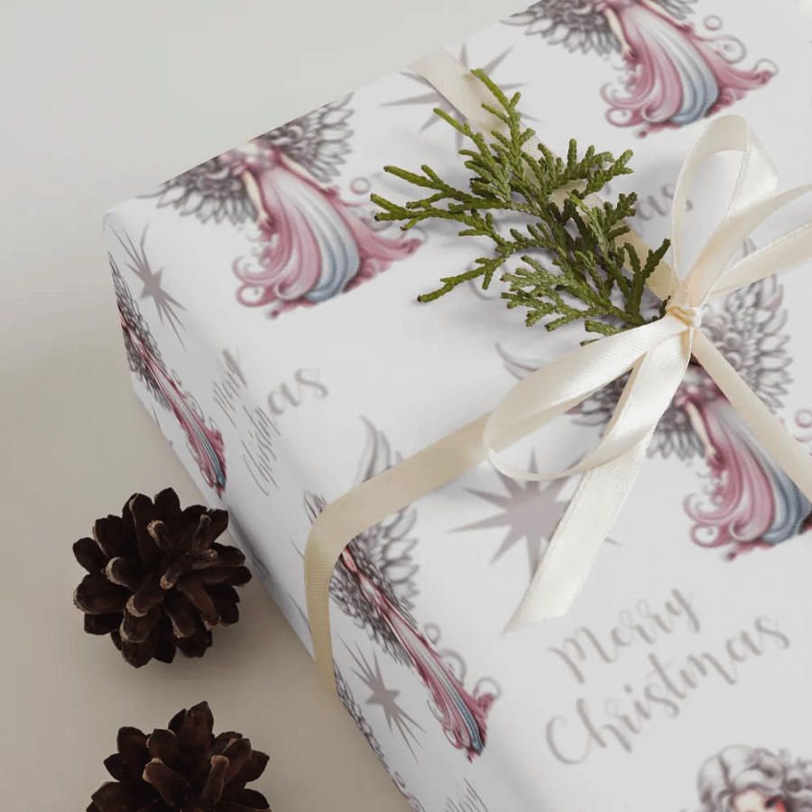 Merry Christmas Angel Gift Wrapping Paper 3 Sheet Set #1 product image (5)