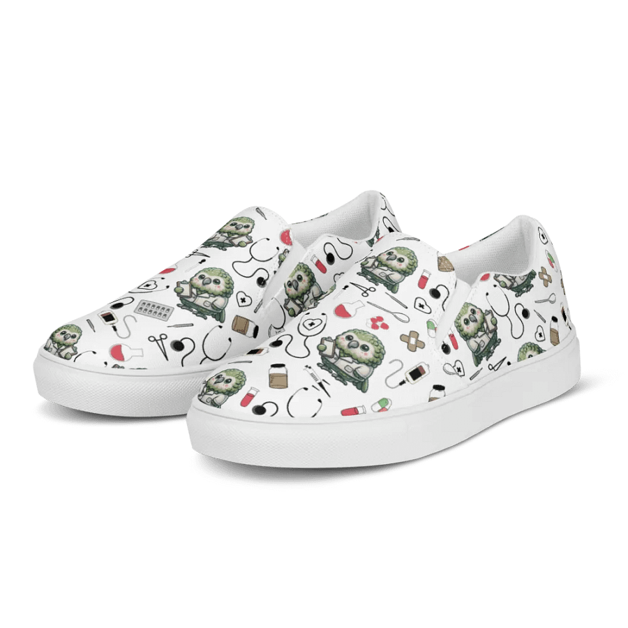 Cute Medical Kakapo Slip-On Canvas Shoes (White) product image (6)