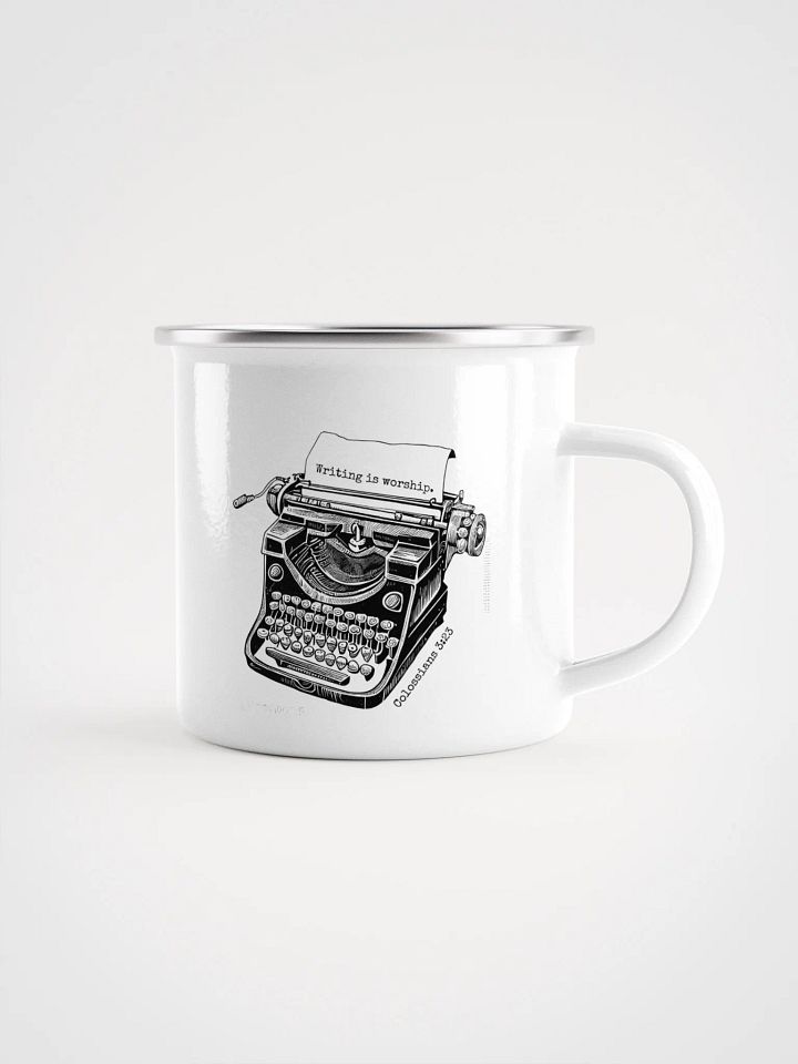 "Writing is worship" campfire mug product image (1)