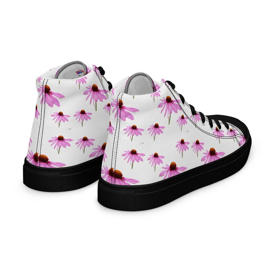 Abstract Delicate Pink Repeating Cone Flowers Women's Black Toe High Top Canvas Shoes product image (24)