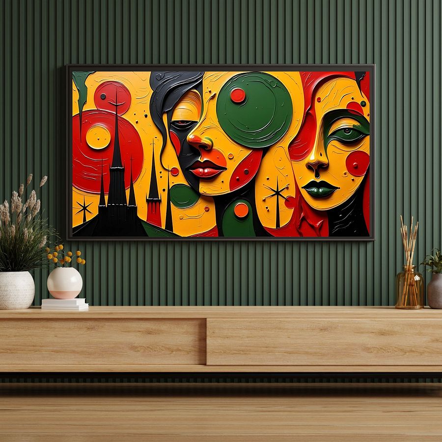 Church Folk TV Frame Art/Wallpaper Juneteenth Picture Abstract Black Woman Wall Art | Digital Download | Textured Afrocentric Printable Poster for Modern Home Decor for Black History Art product image (2)