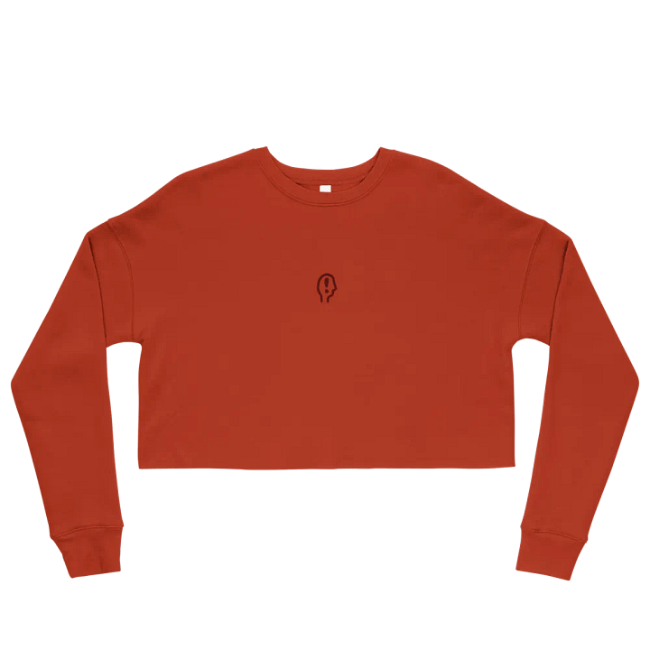 EXCLAIMING MENTALLY (maroon thread) embroidered fleece crop crew product image (3)