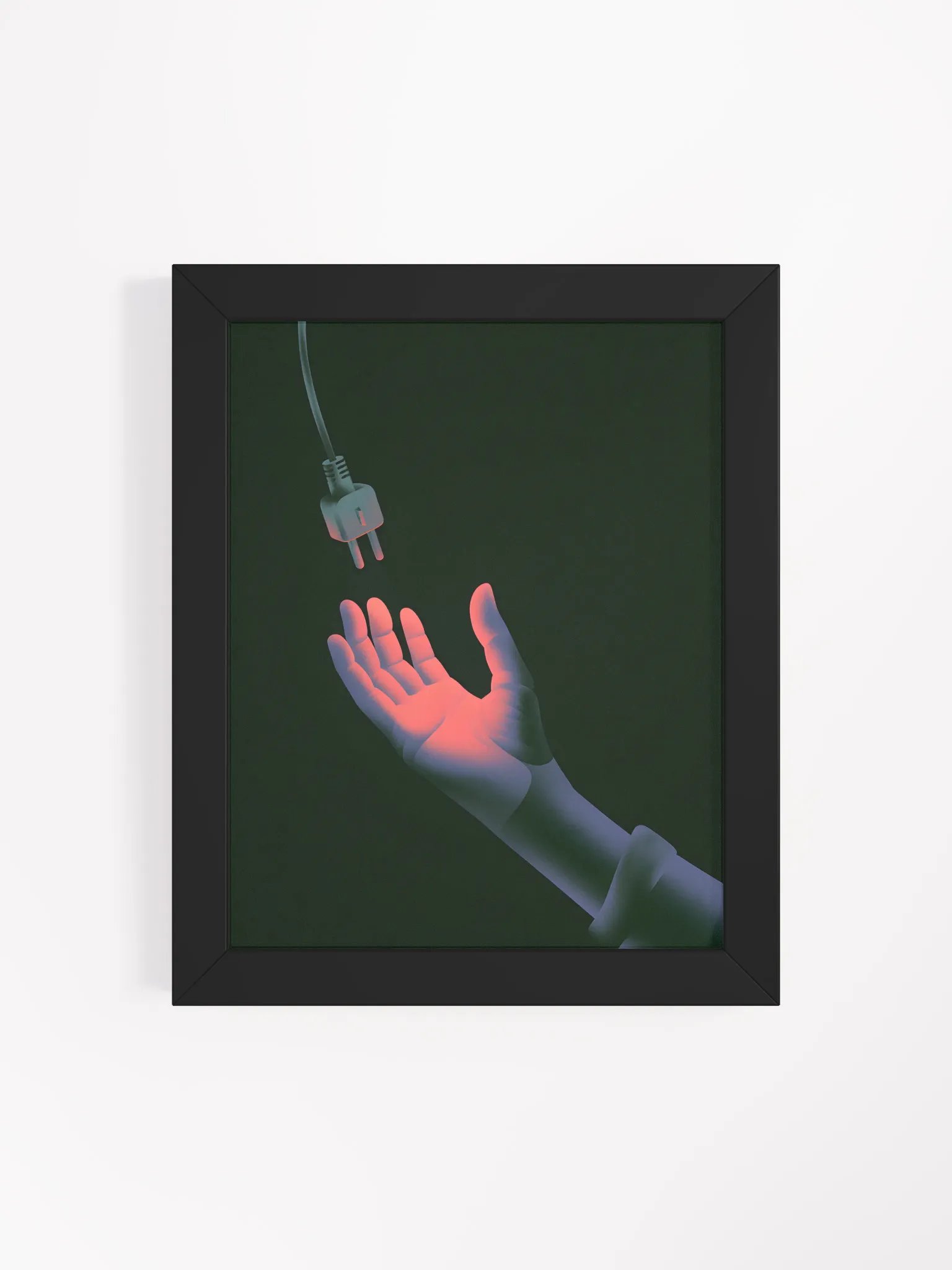Robotic Hand & Plug Wall Art | Tech Energy Symbolism Print product image (4)