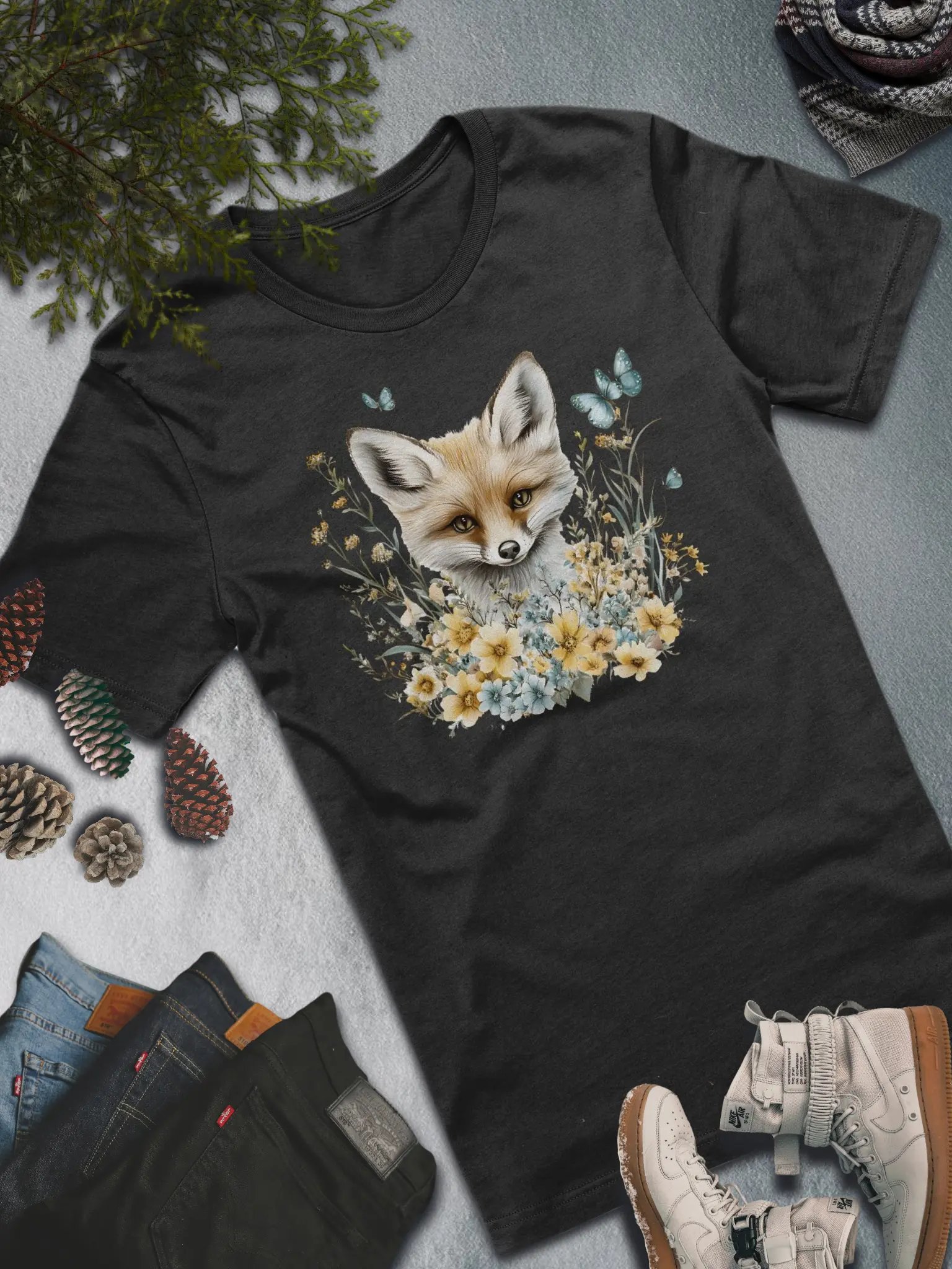 Floral Fox T-Shirt – Whimsical Nature-Inspired Fashion product image (2)