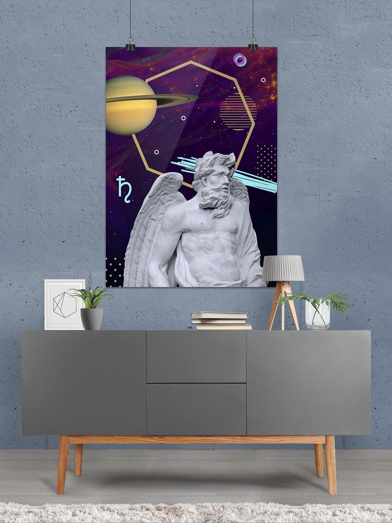 Synthwave Gods and Planets: Saturn (gr. Cronus) [synthwave/vaporwave/retrowave/cyberpunk] — aesthetic poster, retrowave poster, neon poster product image (2)