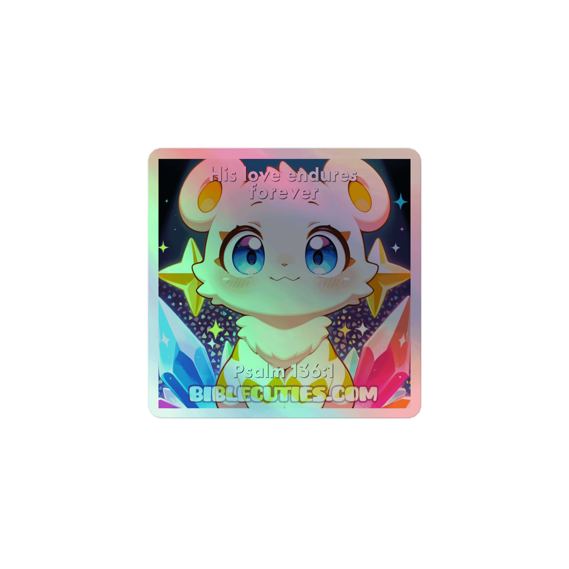 Bible Cuties Vicky - His love endures forever Holographic Sticker product image (1)