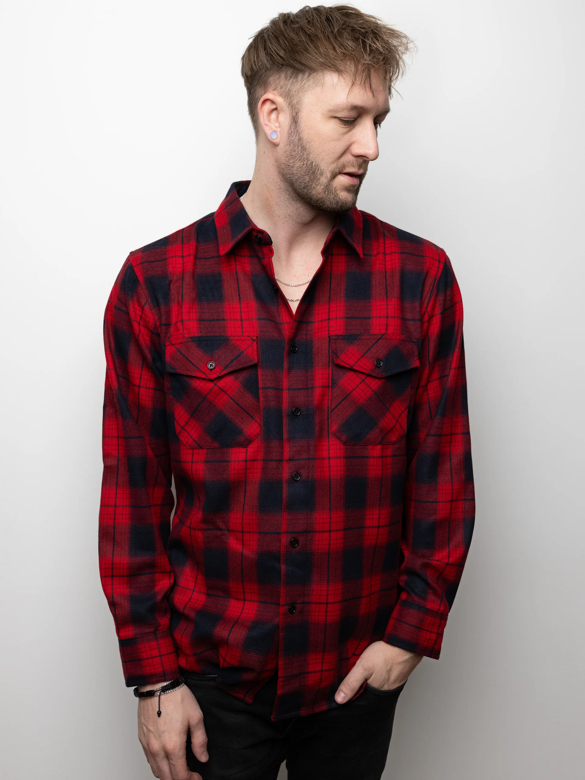 Flannel Button Up - Red/Black product image (1)