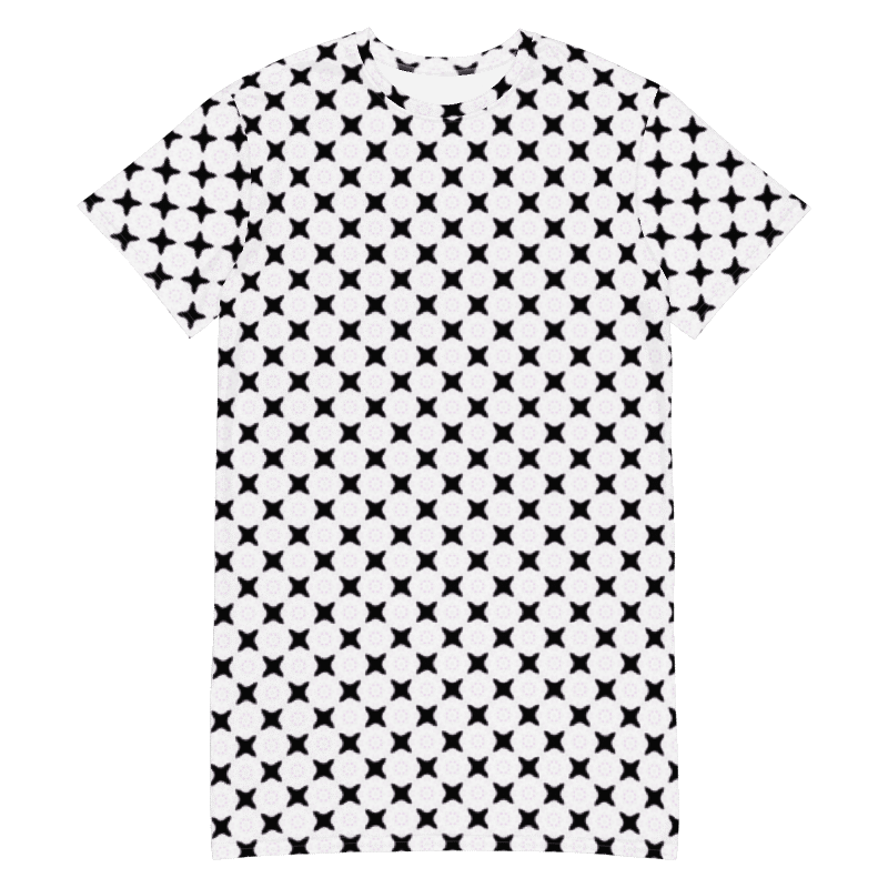 Cool Abstract Black Crosses on a White Background T Shirt Dress product image (7)