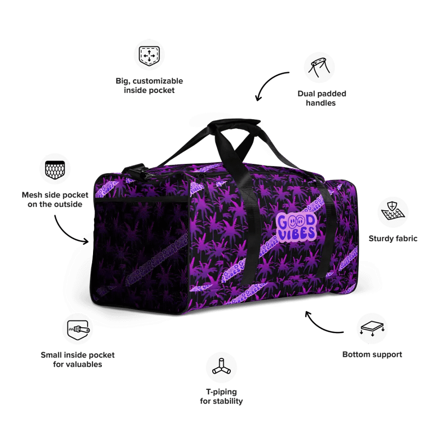 GOOD VIBE ONLY DUFFLE BAG black-purple product image (10)