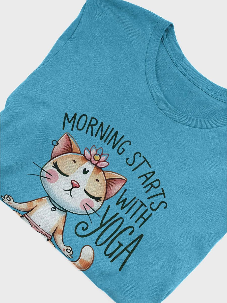 Morning Starts with Yoga Cat T-Shirt – Cute Yoga Kitty Design for Cat Enthusiasts product image (3)