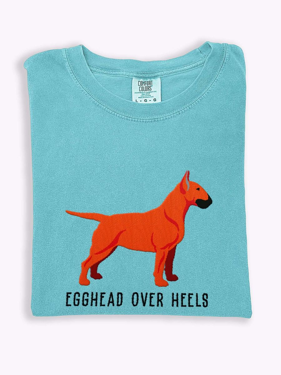 Egghead Over Heels T-Shirt(Embroidered) of an English Bull Terrier(Red) product image (1)