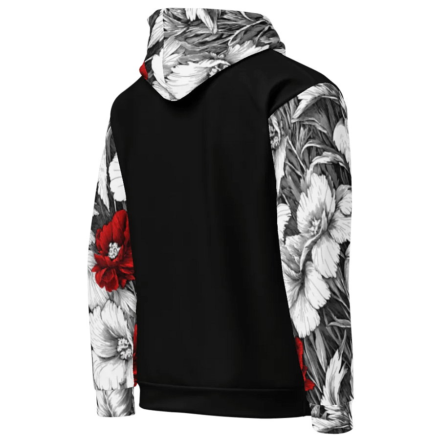 Bold Red Floral Pattern II Black Hoodie product image (7)