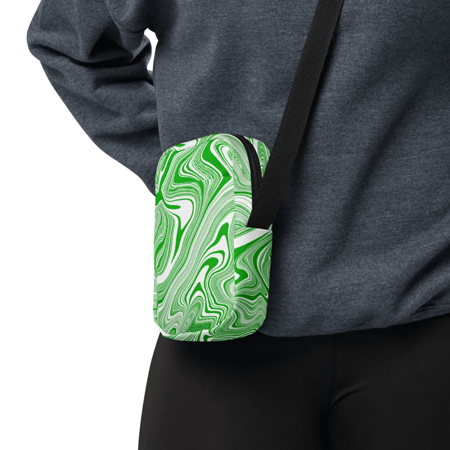 Utility Crossbody Bag - Green and White Liquid Swirls product image (10)