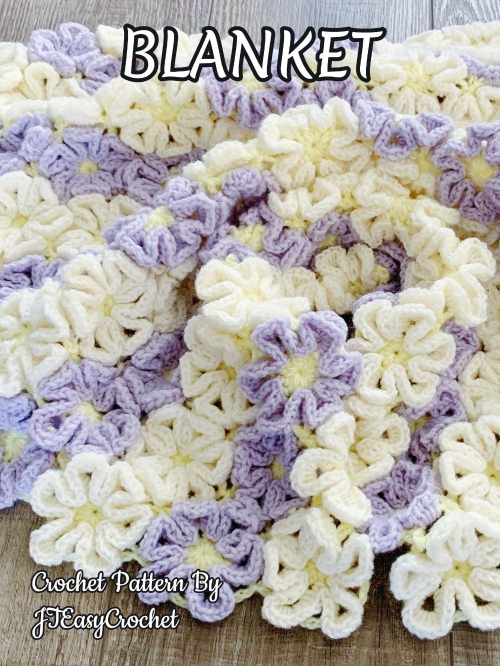 Daisy Flower Crochet Blanket Pattern, Boho Floral Throw Blanket, Crochet Rug product image (1)