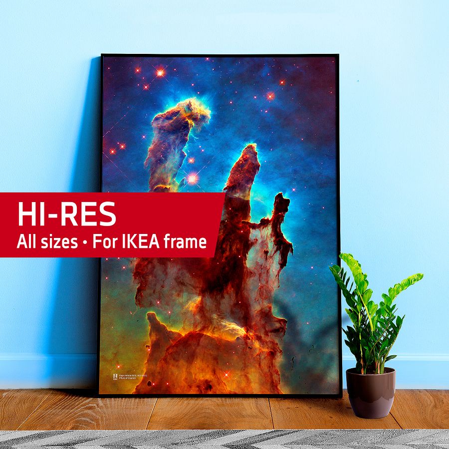 The Pillars of Creation. Eagle Nebula (M16, NGC 6611), NASA Hubble Space Telescope — Hi-Res Space poster, science poster, space photo product image (25)