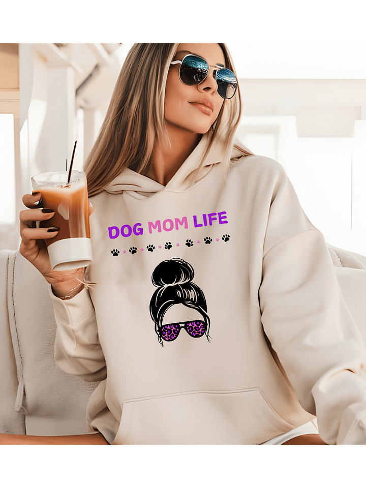 Dog Mom Life - Cool Lady in Cheetah Sunglasses Gildan Classic Hoodie product image (7)