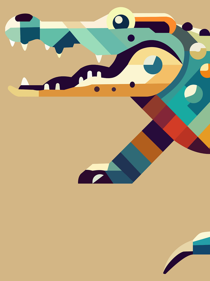 Free Geometric Crocodile PNG Art - Transparent Background, Low Poly Reptile Illustration product image (1)