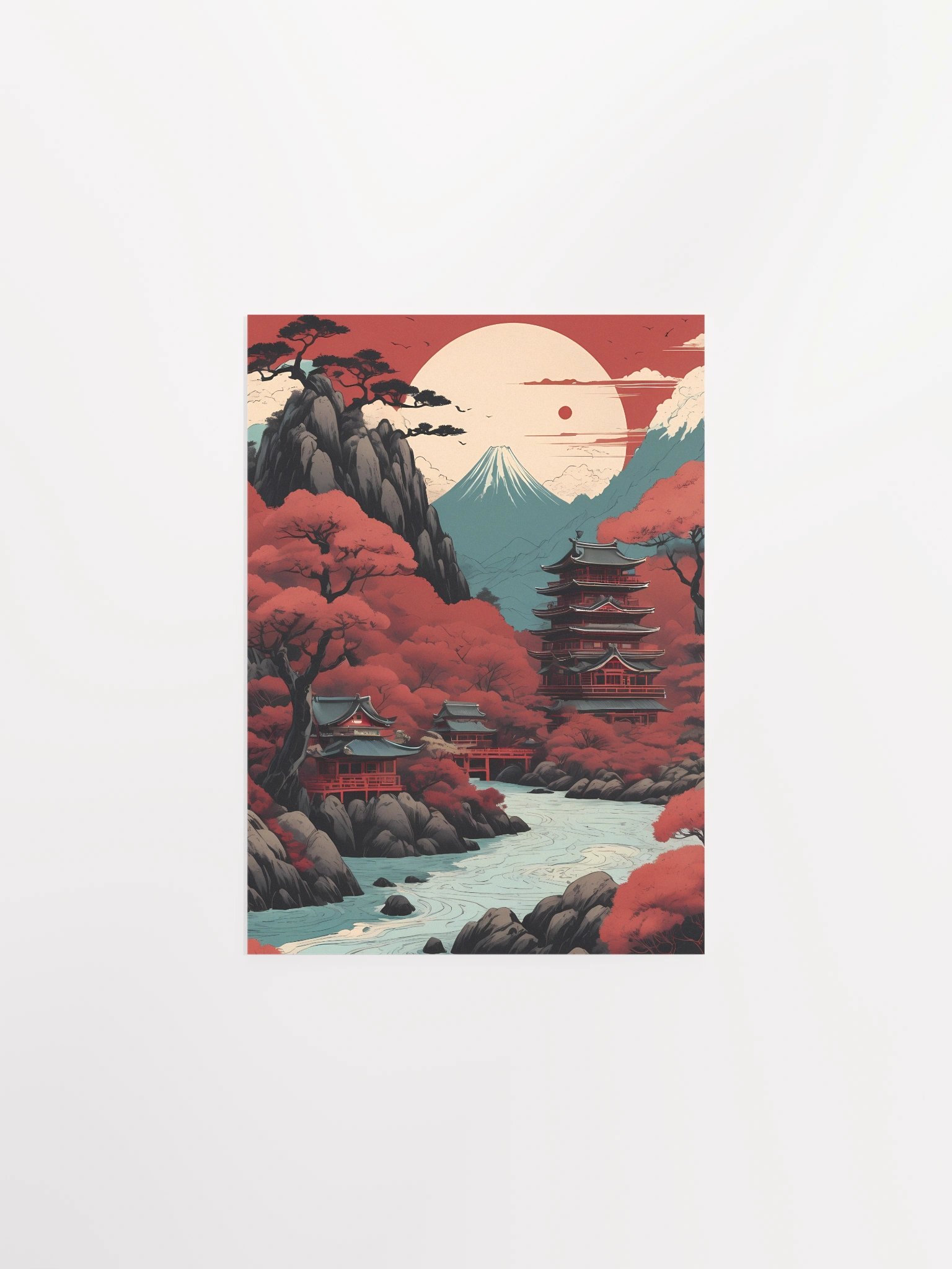 Serene Sunlit Pagodas Poster product image (1)