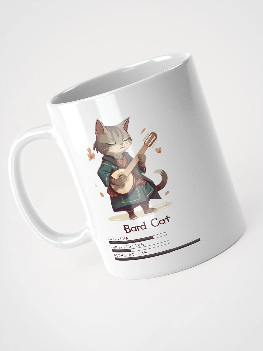 RPG Bard Cat white ceramic mug 11oz 15oz 20oz for gamers and cat lovers product image (8)