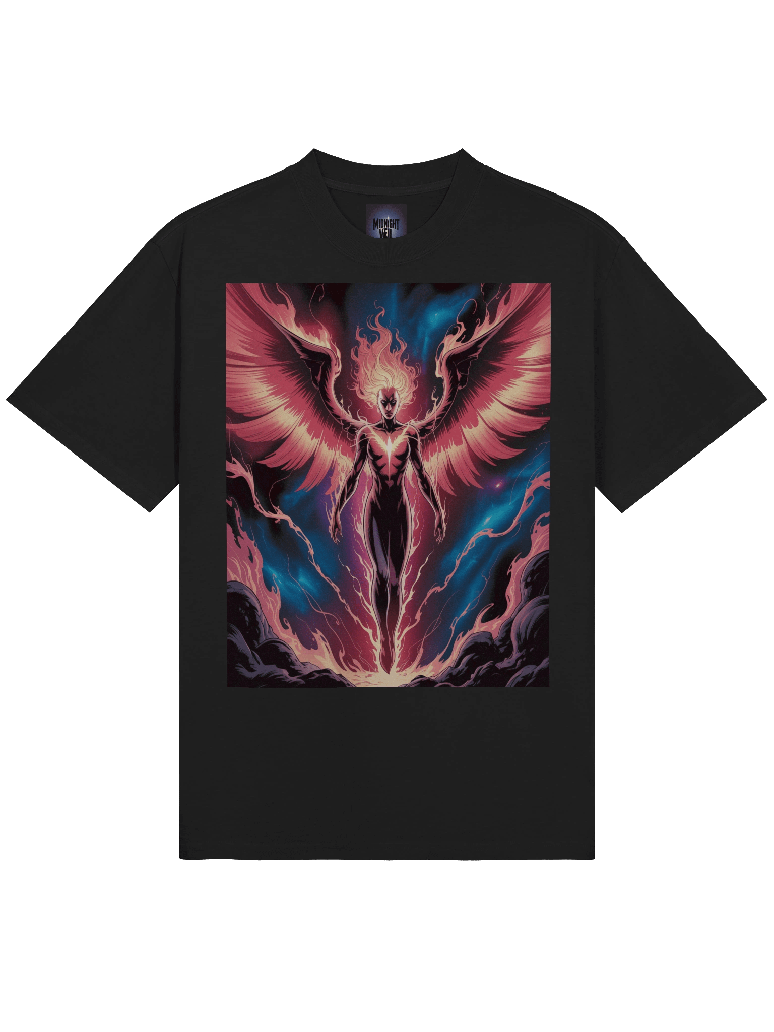 Dark Phoenix Stellar Blaze Oversized Faded T-Shirt – Inferno Wing Ascent product image (5)