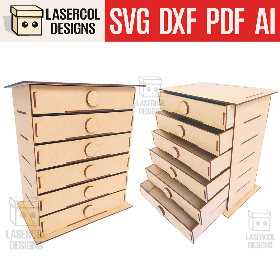 6 Drawers Desk Organizer - Laser Cut Files product image (1)