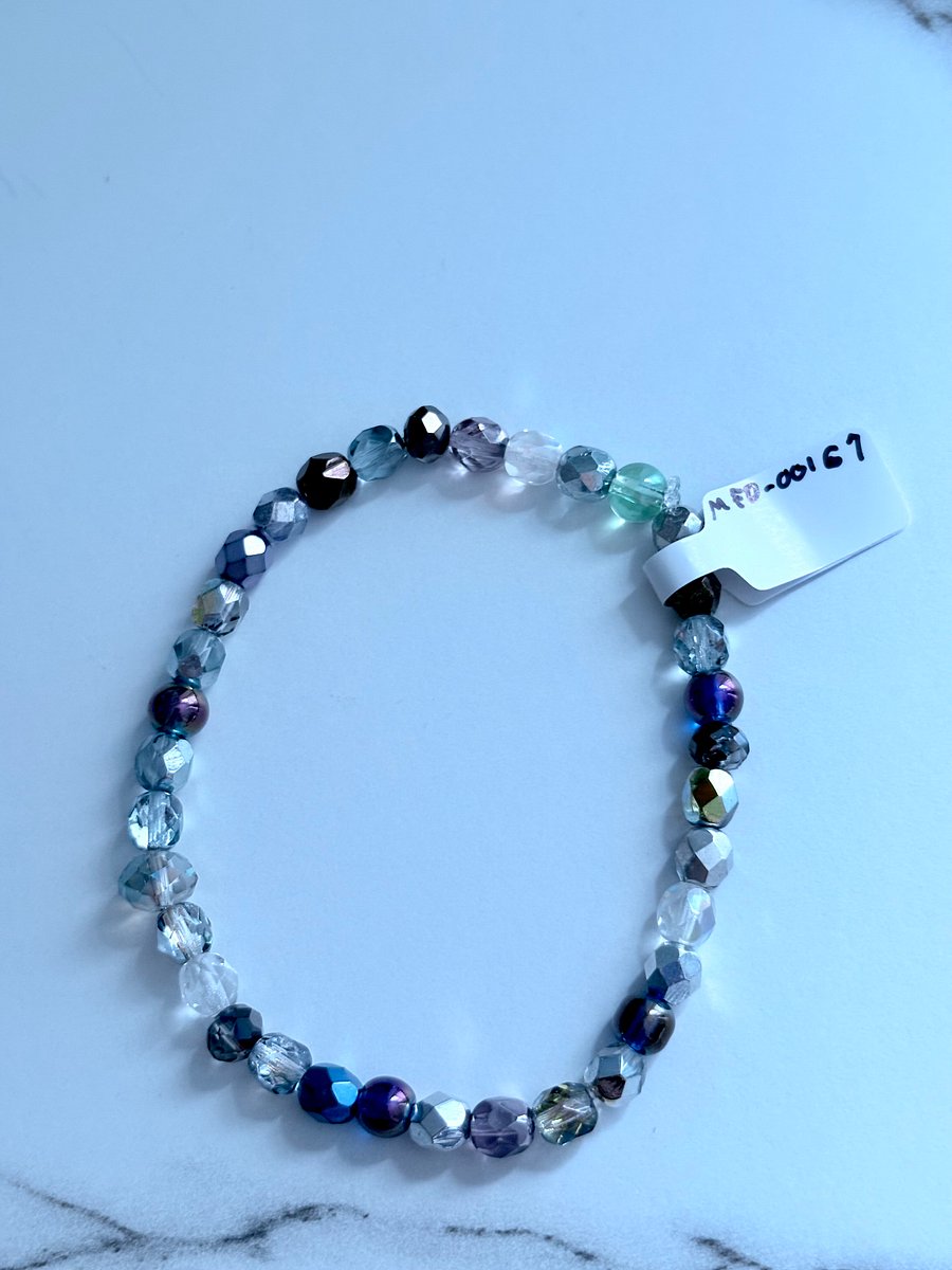Handmade 8" Clear & Metallic Bead Stretch Bracelet | Coastal Charm Jewelry by Monique Faella Designs™ | MFD-00167 product image (4)