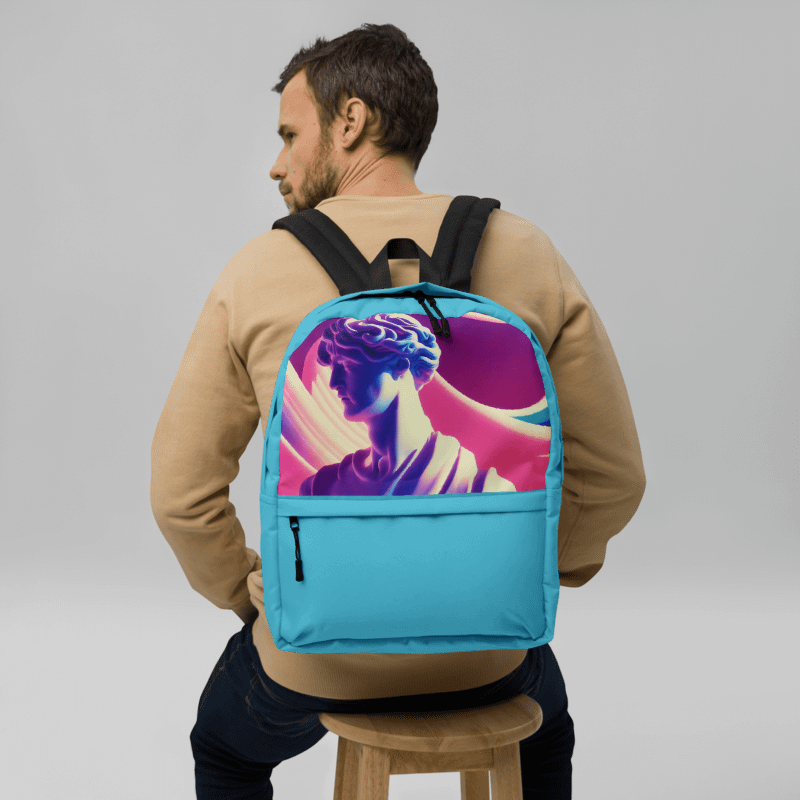 Greek God retrowave city Pop backpack Sky Blue product image (3)