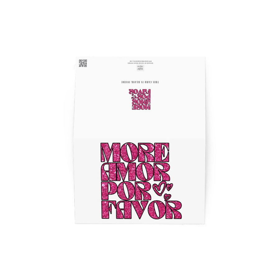 Pink Glitter Valentine Card More Amor Por Favor product image (3)