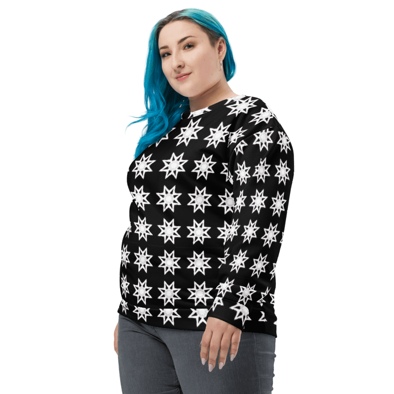 Abstract White Repeating Stars Unisex All Over Print Sweatshirt product image (4)