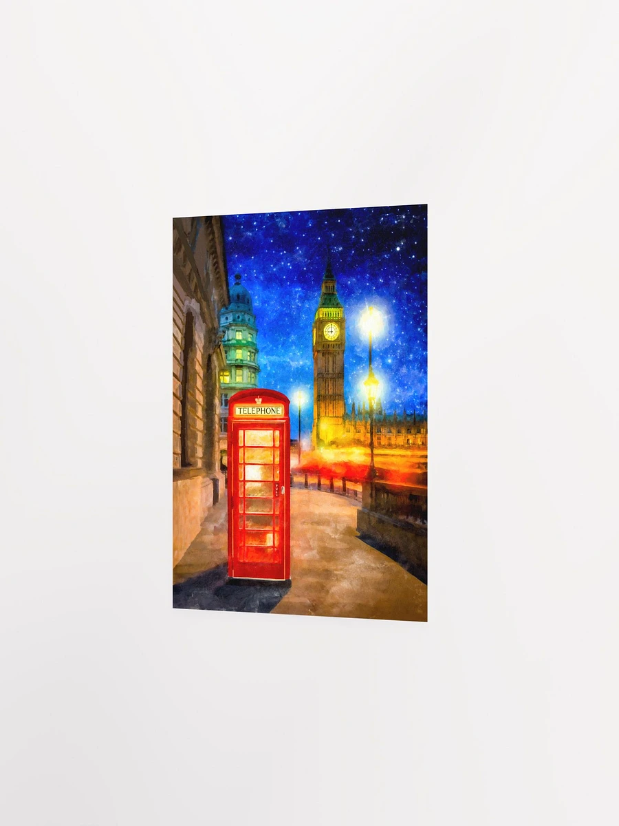 London Phone Box Art – Big Ben At Night Matte Poster product image (14)