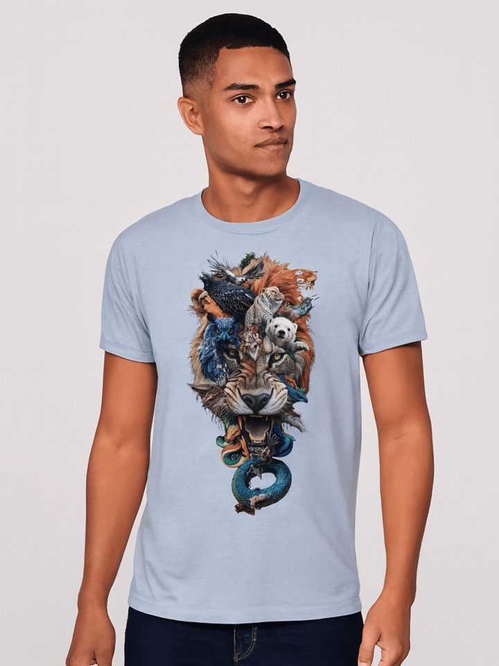 Majestic Animal Collage with Lion, Birds, and Marine Life T-Shirt product image (22)