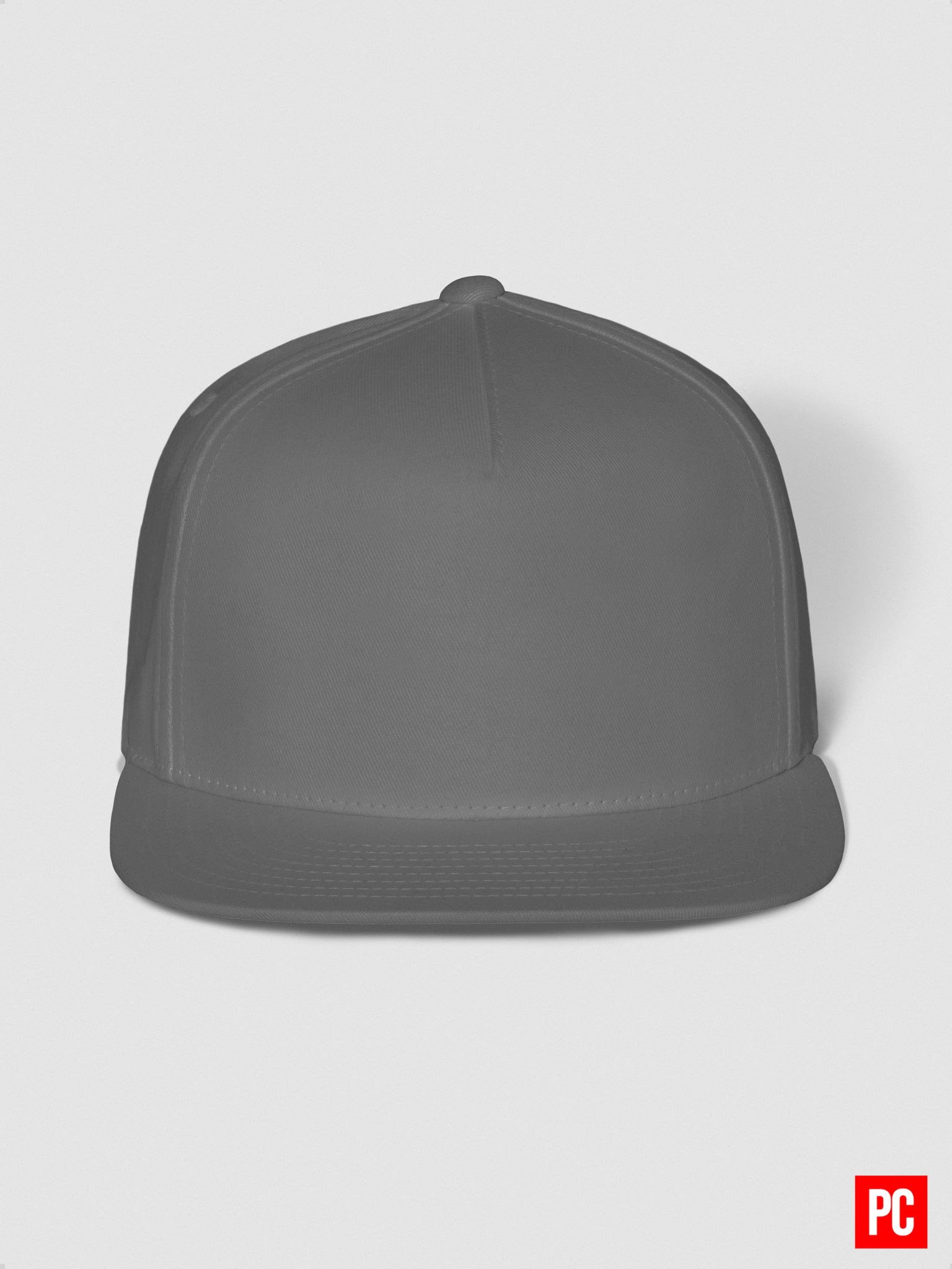 Plain Color Grey Cotton Twill Flat Snapback Cap product image (4)