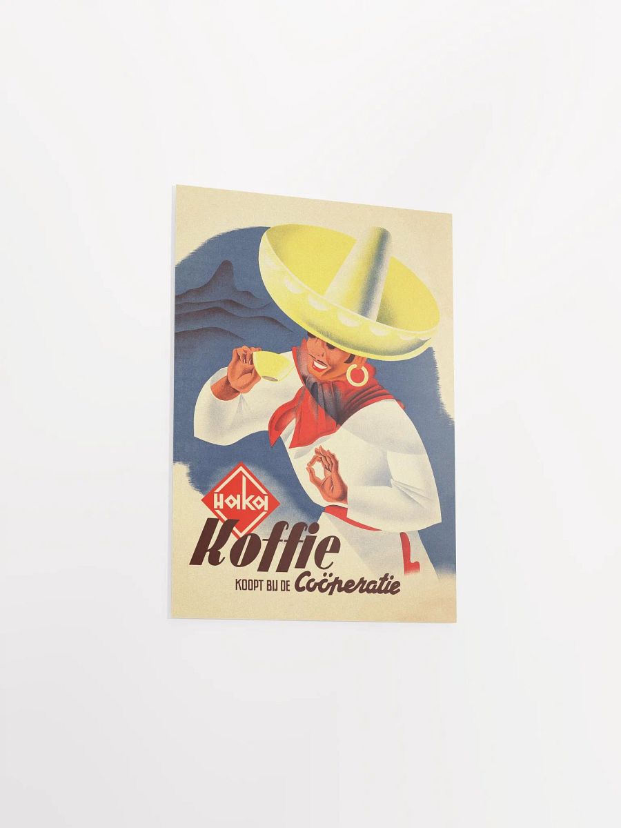 Coffee retro poster (Dutch/Holland), 1950s — coffee vintage poster, coffee print, kitchen art, retro poster, vintage art product image (10)