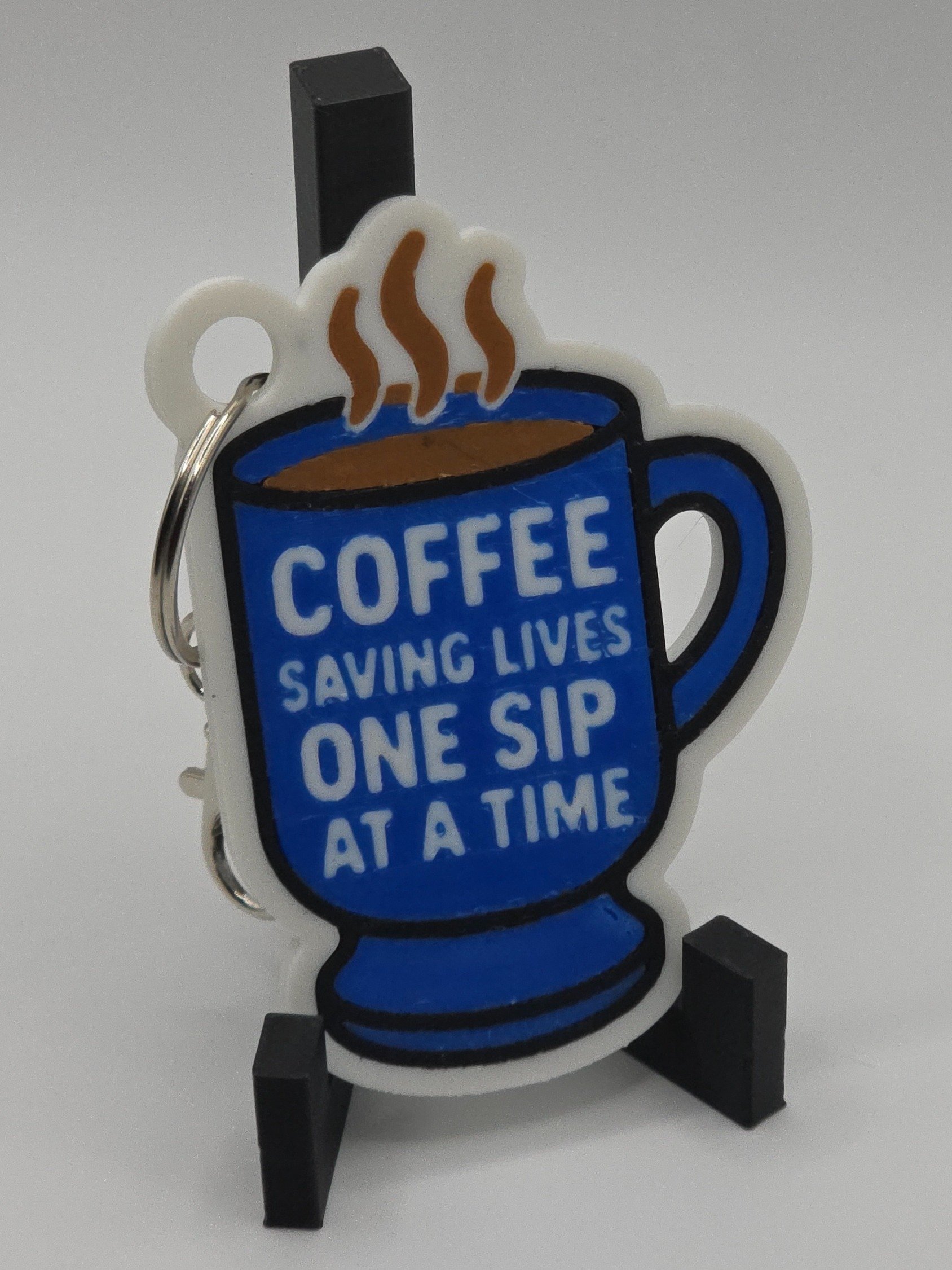 ☕ Coffee Mug Keychain | “Coffee Saving Lives One Sip at a Time” - Blue product image (3)