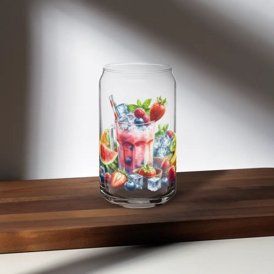 Fruit juice with fruit slice mixed water affect, design_05-Can-Shaped Glass product image (5)