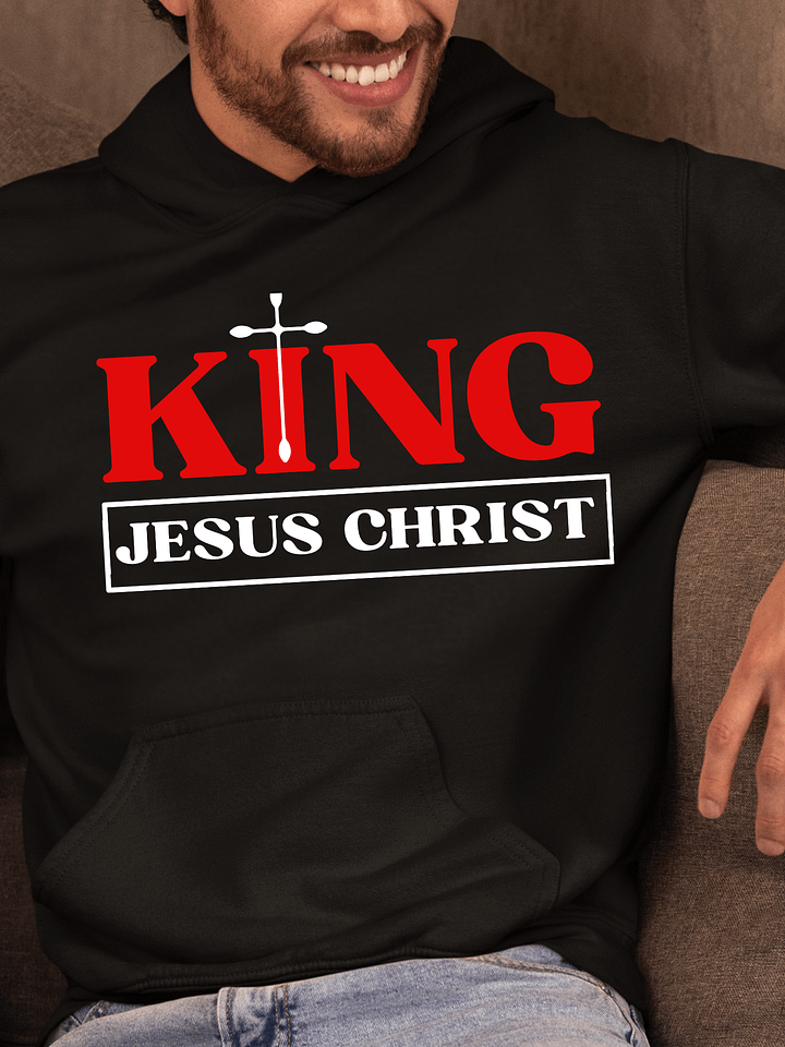 King of Kings Jesus Christ Oversized Hoodie | Christian Plus Size Streetwear | Bold Faith Apparel with Front & Back Design product image (2)