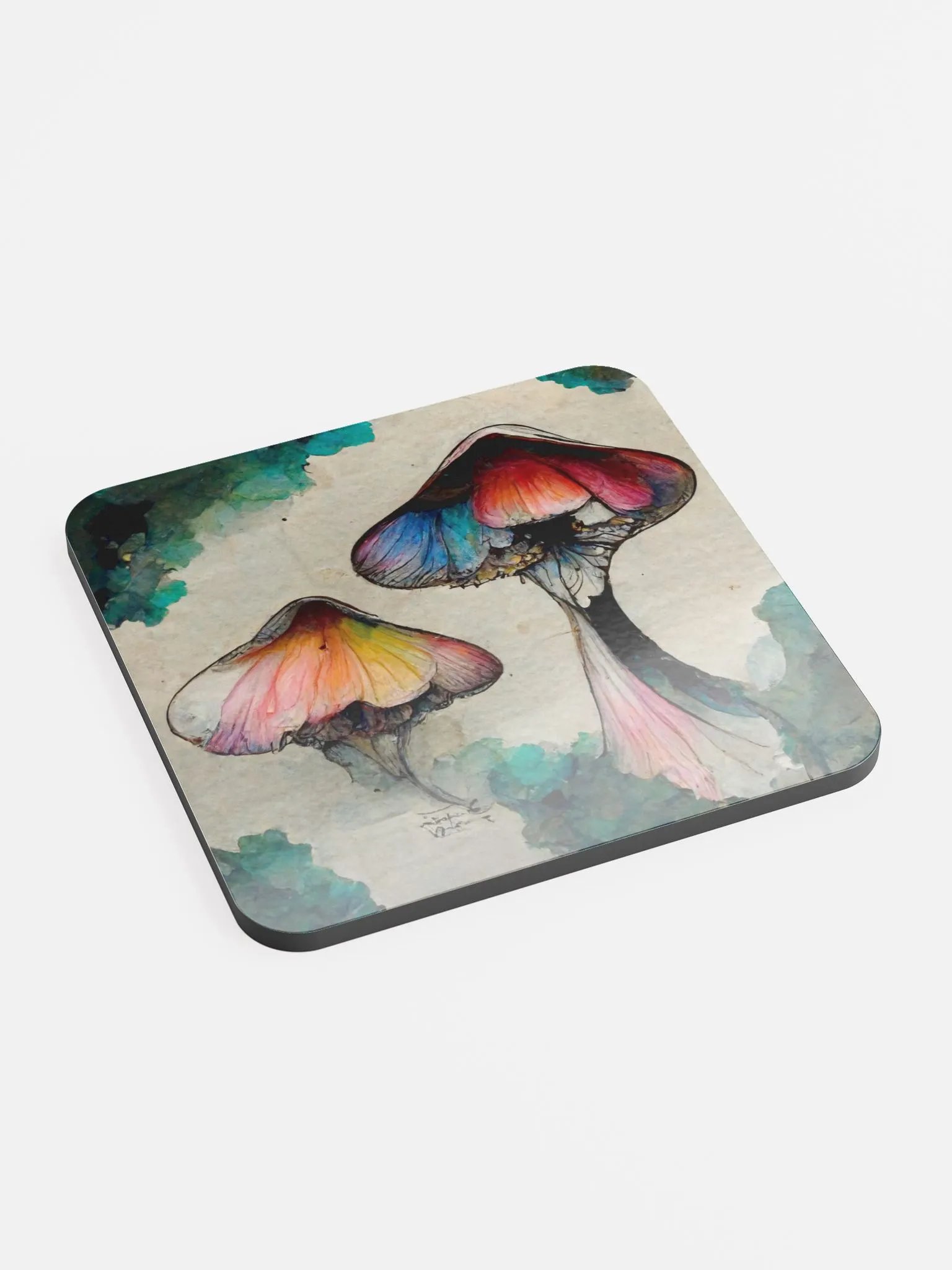 Rainbow Mushroom Glossed Cork Coaster Set product image (2)