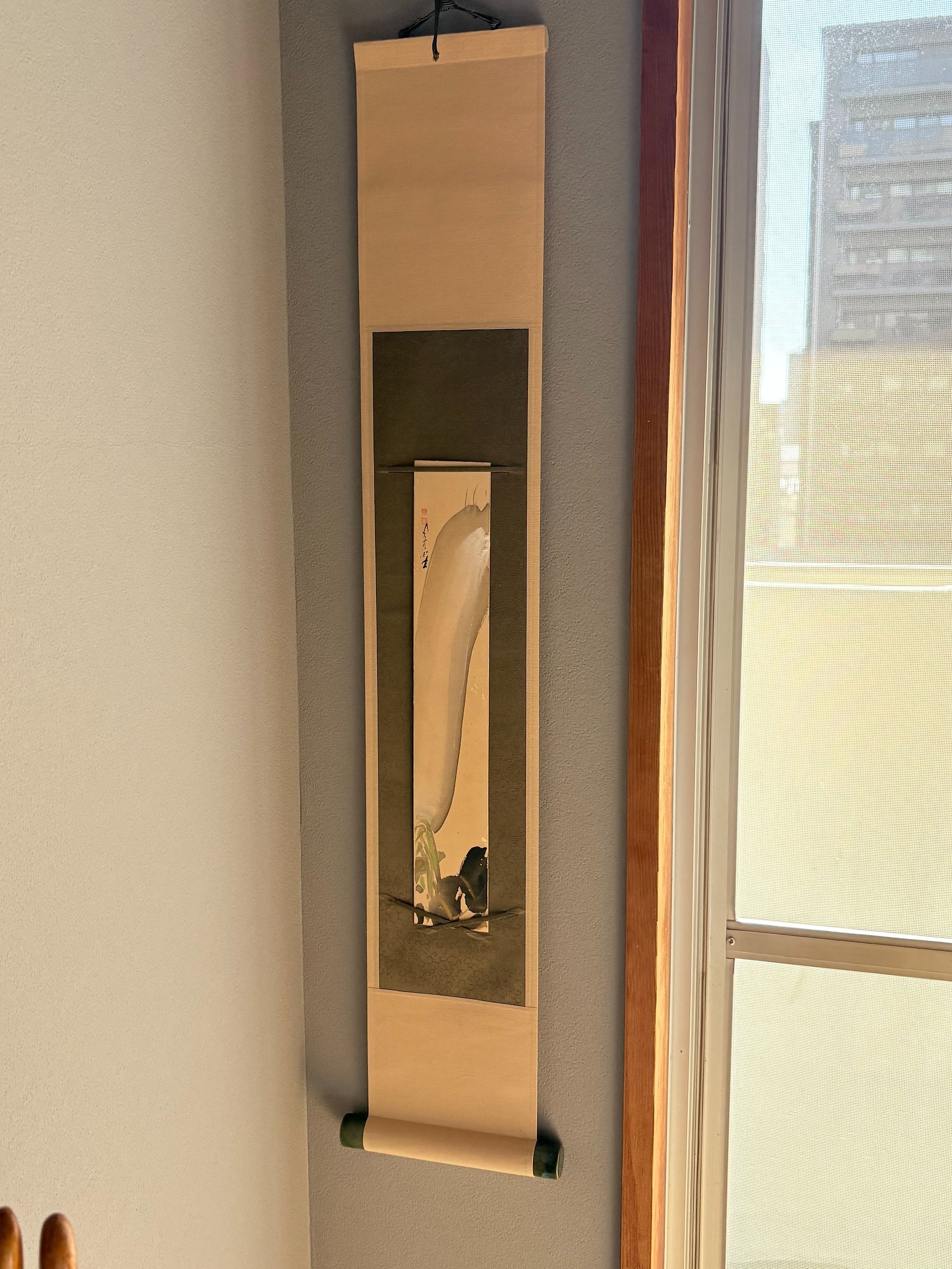 シンプルな掛軸 壁掛けアート 、絹本手描き短冊 小さいサイズ product image (1)