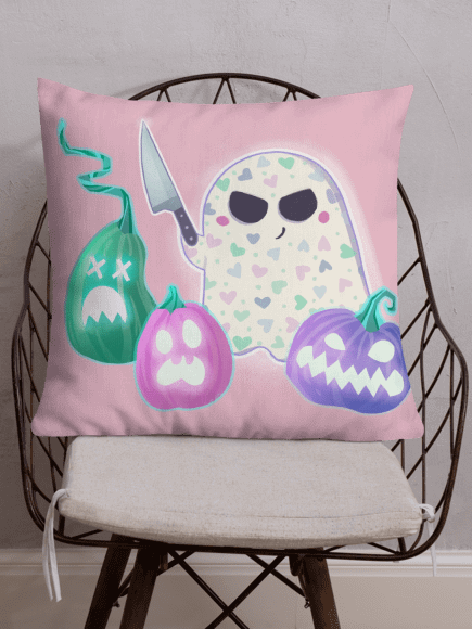 Little Ghost Pumpkin Carver in Purple & Pink #2 - Pillows product image (4)