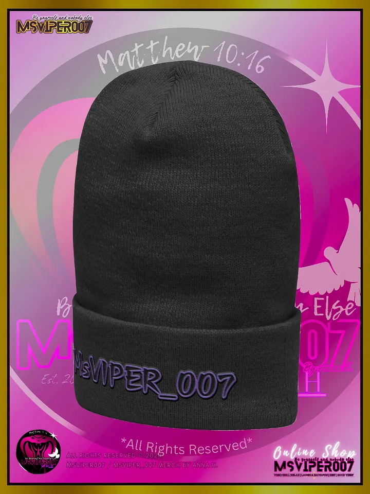 Cuffed Beanie [ Embroidered Design(s) ] - "MsViper_007™ Brand [purple/blk] - Support&Sport" Stylish Beanie by Anna H. product image (2)