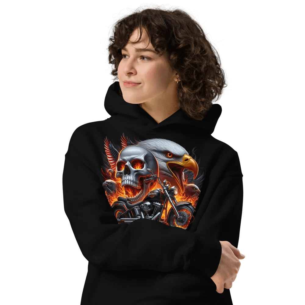 Eagle Skull Motorcycle Oversized Hoodie #2 product image (4)