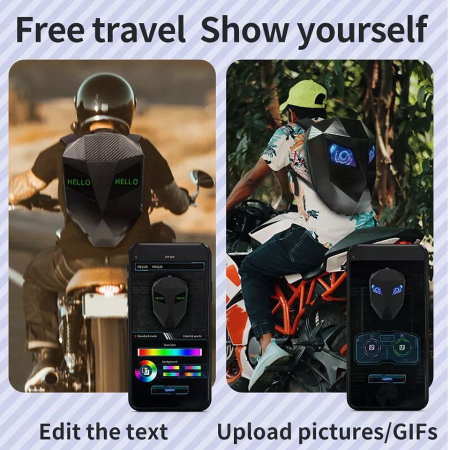 LED Motorcycle Riding Backpack APP Control LED Motorbike Laptop Bag product image (5)