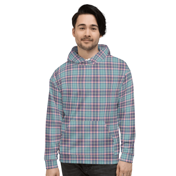 Light Green, Purple, and Pink Plaid Hoodie product image (2)