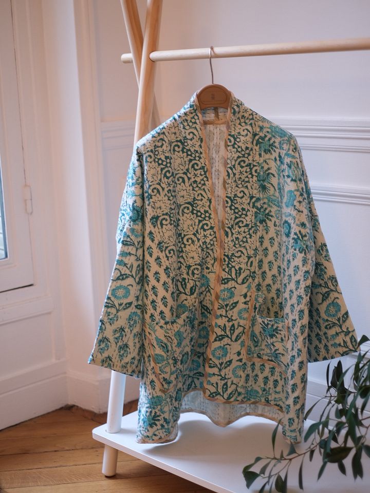 Artisanal Collection - Handmade Kimono Jacket with with Blue Suzani Embroderies product image (1)