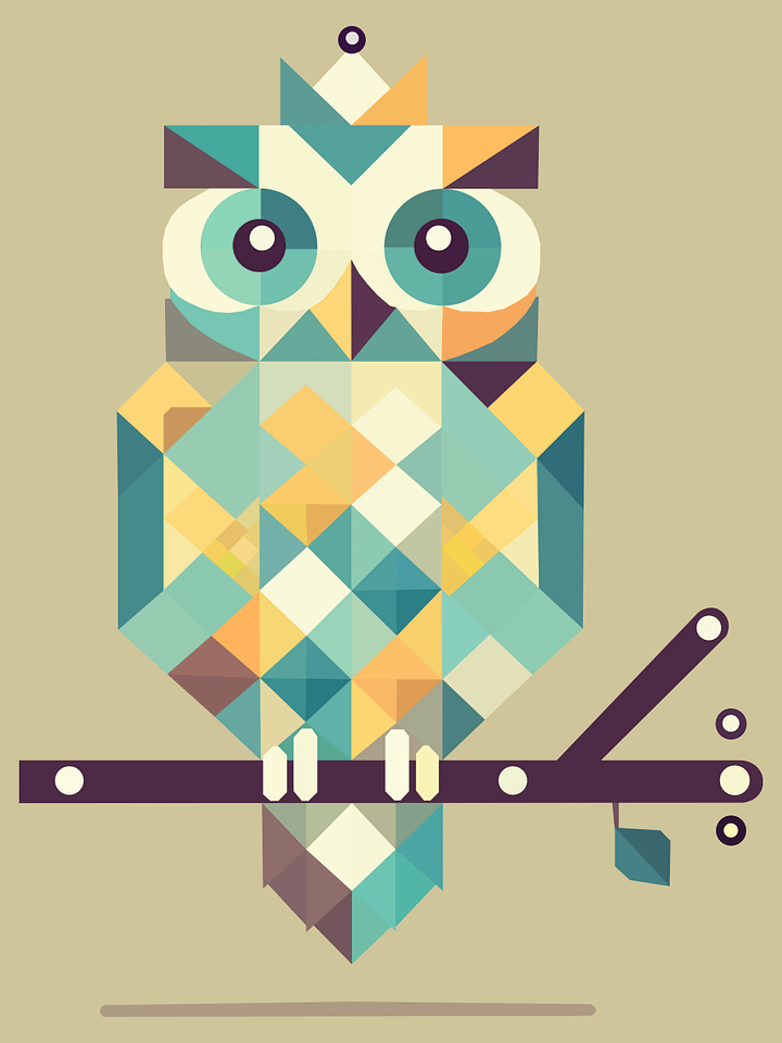 Free Geometric Owl PNG Art - Transparent Background, Low Poly Bird Illustration product image (1)