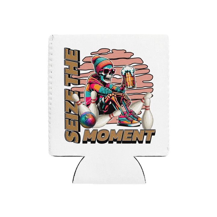 Seize The Moment Skeleton Beer Bowling Chill Out Can Cooler product image (1)