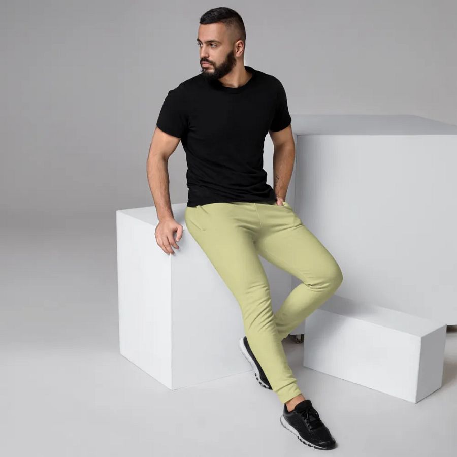 Plain Light Yellow True Summer Recycled Polyester Premium Men's Joggers by Treasure Pie product image (3)