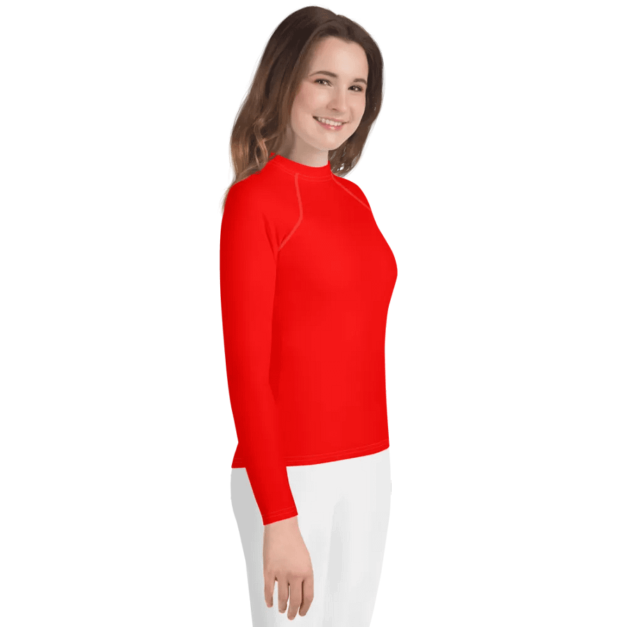 Youth Plain Color Red Rash Guard product image (4)